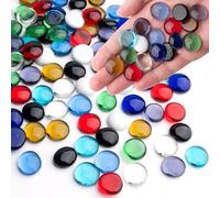 Meschett 0.44 kg de Billes de Verre mélangées, Perles de Verre Plates pour vases, Cailloux pour décoration d’Aquarium, Pierres de mancala, Remplissage de Vase