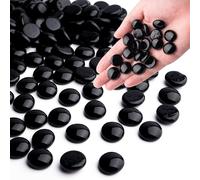 Meschett 0.44 kg de Billes de Verre Noir, Perles de Verre Plates pour vases, Cailloux pour la décoration d’Aquarium, Pierres de mancala, Remplissage de Vase (env. 85-100 pièces)