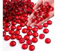 Meschett 0.44 kg de Billes de Verre Rosso, Perles de Verre Plates pour vases, Cailloux pour décoration d’Aquarium, Pierres de mancala, Remplissage de Vase