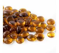 Meschett 50 pièces Pierres précieuses en Verre, Pierres de mancala Ambre Perles de marbre avec Fond Plat pour Le Remplissage de Vase Artisanal d’Art décoratif à la Maison (1,3 cm ~ 1,8 cm)