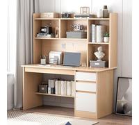MESCXTY Bureau d'ordinateur Simple avec étagère de Rangement, étagères de Bureau en Bois Stables, Table d'étude, Table d'écriture pour Ordinateur Portable, B, 120 x 45 x 142 cm (47 x 18 x 56 Pouces)