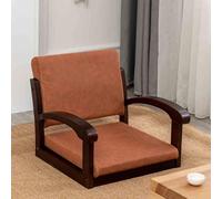 MESCXTY Chaise de Sol en Bois avec Dossier et accoudoirs,Chaise Tatami Japonaise sans Pieds avec Coussin,Chaise Basse Vintage pour Balcon,Salon,Chambre(Walnut, Brown)