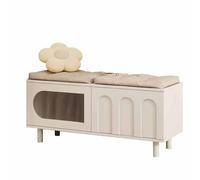 MESCXTY Chaises de Cuisine, Chaise en métal, Banc à Chaussures de Style crème français, étagère de Rangement, Meuble d'entrée, Banc intégré (AWhite)