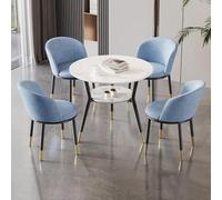 MESCXTY Ensemble Table et chaises de Bureau, Table de négociation, Petite Table de conférence, Table à Manger (1 Table et 4 chaises), pour Balcon, café, bibliothèque (Bleu)