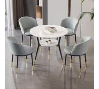 MESCXTY Ensemble Table et chaises de Bureau, Table de négociation, Petite Table de conférence, Table à Manger (1 Table et 4 chaises), pour Balcon, café, bibliothèque (Gris Clair)