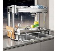 MESCXTY Escurreplatos Sobre el fregadero Con soporte Para utensilios, ahorra espacio, Acero inoxidable 304, Gran capacidad, tamaño Completo (86 x 55 cm)