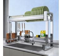 MESCXTY Escurreplatos Sobre el fregadero, soporte multifuncional Para utensilios de cocina, Con espacio Para platos, cuencos y utensilios (85 x 55 cm/33,5 x 21,7 pulgadas)