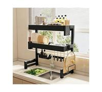 MESCXTY Escurridor de platos de Acero inoxidable Para Sobre el fregadero. Drena automáticamente el Agua y admite platos, tazas, tazones y vajilla. (Doble capa, 65 cm/25,6 pulgadas)