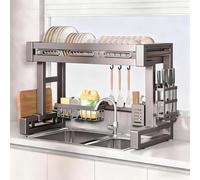 MESCXTY Escurridor de platos Para Sobre el fregadero, Gran capacidad, Con puerta abatible, Ideal Para encimeras y estantes Sobre fregaderos, ahorra espacio (una sola capa, 96 cm/37,8 pulgadas)