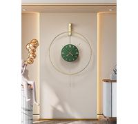 MESCXTY Grande Horloge Murale décorative élégante avec Pendule, Horloge Moderne silencieuse en métal pour Salon, Chambre, Bureau, Vert, 53 cm
