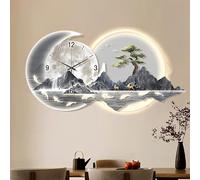 MESCXTY Horloge Murale 3D Grand Format avec lumière LED, Lampe décorative, Alimentation Secteur, idéale pour Chambre, Salon, Appartement, Bureau, Maison de Campagne (Bleu, Grand Format (60 x 120 cm))