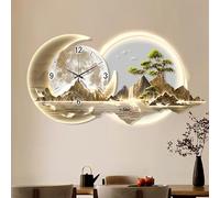 MESCXTY Horloge Murale 3D Grand Format avec lumière LED, Lampe décorative, Alimentation Secteur, idéale pour Chambre, Salon, Appartement, Bureau, Maison de Campagne (Or, Grand Format (60 x 120 cm))