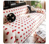 MESCXTY Housse de canapé à Pois Noirs - Housse Extensible Blanche pour canapés 2/3 Places Anciens, décoration de Salon pour la Saint-Valentin et Chambre de Fille, Rouge, 3