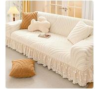 MESCXTY Housse de canapé Extensible Blanc cassé - Housse en Dentelle Victorienne pour canapés 2/3 Places, décoration de Salon pour Le Nouvel an, Blanc, 3