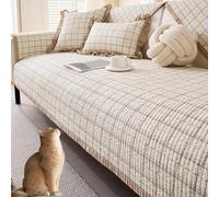 MESCXTY Housse de canapé matelassée en Coton à Carreaux, Style Rustique, Style Ferme, bohème, Duveteuse, antidérapante, Douce et Lavable, pour Chiens et Chats (A, 71 x 180 cm)