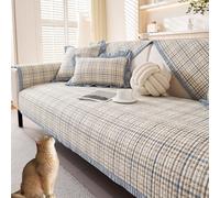 MESCXTY Housse de canapé matelassée en Coton à Carreaux, Style Rustique, Style Ferme, bohème, Duveteuse, antidérapante, Douce et Lavable, pour Chiens et Chats (B, 71 x 210 cm)