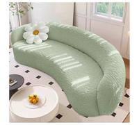 MESCXTY Housse de canapé Semi-Circulaire incurvée, Extensible et antidérapante, Motif Nuage, Lavable en Machine (Vert Brumeux, Taille S (90-140 cm))
