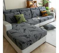 MESCXTY Housses Extensibles pour canapé d'angle en L,Housses de canapé Velours Doux,Housses de Coussins d'assise antidérapantes et lavables,Protection décorative pour Meubles(1 Seat Cover L, Gray)