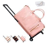 MESCXTY Jenni Bag Sac de voyage avec roulettes, sac de voyage convertible Jenni avec roues amovibles, sac de voyage haute capacité avec compartiment à chaussures, rose, Roller