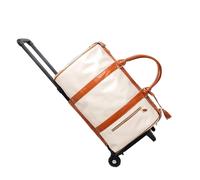 MESCXTY Jenni Bag Sac de voyage avec roulettes, sac de voyage My Jenni pour femme, sac de voyage pliable en cuir synthétique, sac à vêtements, grande capacité avec compartiment à chaussures, beige