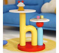 MESCXTY Jolie Table Basse colorée, Table d'appoint Haute, Table d'appoint Ronde avec Plateau Double Couche et Base Stable, Petite Table de Chevet pour Salon, Chambre, A