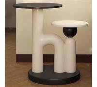 MESCXTY Jolie Table Basse colorée, Table d'appoint Haute, Table d'appoint Ronde avec Plateau Double Couche et Base Stable, Petite Table de Chevet pour Salon, Chambre, B