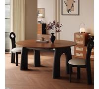 MESCXTY Table à Manger Ronde Extensible pour 4 à 6 Personnes, Table de Cuisine Moderne avec piédestal Robuste et Plateau en Bois, Table Basse Moderne du Milieu du siècle, 150x90x75cm