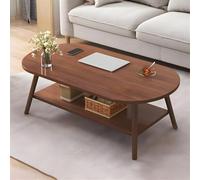 MESCXTY Table Basse Moderne en Bois,Table Centrale Ovale à 2 Niveaux,Petite Table d'appoint avec Double Rangement, pour Salon,Salle à Manger,Bureau et Chambre(80x40x42cm, Walnut)