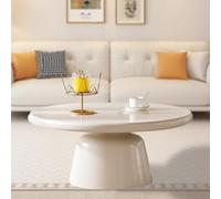 MESCXTY Table Basse Ovale avec piédestal Robuste et Plateau épais, Tables en Bois, Table Centrale, Tables à thé Blanc crème pour Salon et Bureau, Ovale