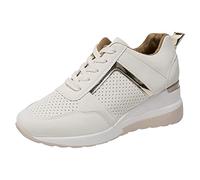 Mesdames Été Cuir À Lacets Tête Ronde Respirant Semelle Épaisse Chaussures De Sport Décontractées Bottes Femme Hiver Noir (Beige, 40) Baskets Chaussure Basket Confort Plateforme Rouges Beige