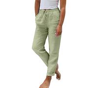 Mesdames été élastique Taille Haute Couleur Unie Coton Lin Large Jambe Pant | Legging Imitation Cuir Grande Taille Jean Maternité Avec Bandeau Fushia Opaque Véritable Ajouré Hip Coupé Boyfriends