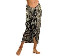 Mesdames Filles imprimé Animal Sarong Jupe Plage Couvrir châle Wrap-Taille Unique-Beige