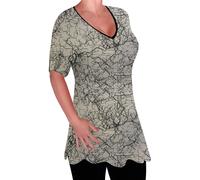 Mesdames Imprimer V Neck Blouse Tunique Womens Swing T-shirt évasé Top