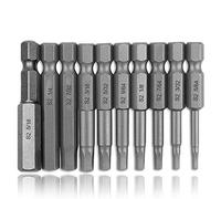 Mesee 10pcs Set Bits Embouts de Tournevis Magnétiques à Tête Hexagonale Intérieure 50 mm de Tige Hexagonale 1/4 pouce en Acier S2 Jeu d'embouts de Tournevis Hexagonaux Imperial 5/64-5/16 Pouce