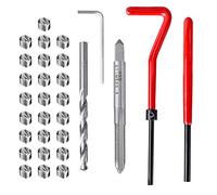 Mesee 30Pcs Outils de Réparation de Filetage M5 Ensemble Réparation Filetage avec Foret Hélicoïdal Taraud Clé Inserts Filetés en Acier Inoxydable pour Réparation Filetage Cassé Automobile