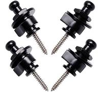 Mesee 4 Verrous de Sangle pour Guitare, Attaches de Courroie en Métal Noir Antidérapant, Strap Locks pour Guitare Acoustique, Basse et Ukulélé