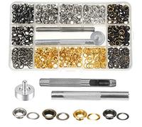 Mesee 400Pcs Œillets Grommets Eyelets de 5 mm, Trousse à Œillets en Laiton avec 3 Outils d'Installation à Oeillet et Boîte de Rangement Pour Bricolage Chaussure Couture Ceinture Vêtement Cuir Bâche