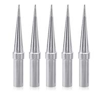 Mesee 5 Pièces Pointe de Fer à Souder Panne à Souder Conique 0,4mm ETS Sharp Pointes de Soudure, Bout de Soudure en Cuivre Plaqué Nickel Pointes à Souder pour Weller WESD51 WES51 WES50