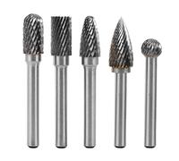 Mesee 5Pcs Double Coupe Fraises Rotatives en Carbure de Tungstène, Lime Rotative de Tige 6.35mm pour Ponceuse Perceuse Électrique, Mèche Cylindrique Rotary Burr Pour Polissage Gravure sur Bois Métal