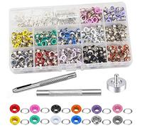 Mesee 600 Pcs Oeillets Multicolores, Kit de Grommets Eyelets Oeillets Boutons Métalliques 5mm avec 3 Pcs Outils d'Installation à Oeillet Accessoires pour Boutonnière Couture Bricolage Artisanat