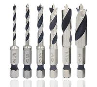 Mesee 6Pcs Forets à Bois Hélicoïdaux de 1/4" Tige Hex Professional, Mèche Bois Rotative à Queue Hexagonal Impérial, Foret Fraise à Torsion HSS Spiral Trou Cutter pour Perçage de Métal Plastique