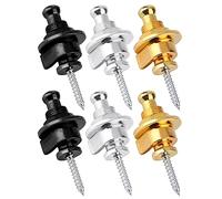 Mesee 6Pcs Verrous Sangle Guitare Boucle Serrure de Verrouillage de Sangle Basse à Dégagement Rapide Antidérapant Guitar Strap Locks Button pour Guitare Acoustique Électrique Classique Argent/Noir/Or