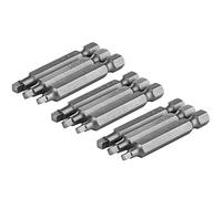 Mesee 9pcs Embouts de Tournevis à Tête Carrée 50mm de Tige Hexagonale 1/4" en S2 acier SQ1 SQ2 SQ3 Kit Embout de Vissage de Tige Hex Set Bit pour Tournevis à Main Électrique