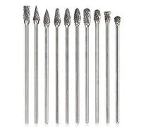 Mesee Ensemble 10pcs Fraises Rotatives Double Coupe de Tungstène Burres Kit Foret Mèche Lime Rotative Tige 1/8" Fichier Fraise en Carbure à Meulage Polissage Gravure Perçage pour Outil Rotatif