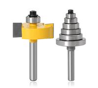 Mesee Fraise à Rainurer pour Défonceuse, 8mm Queue Fraise Rainureuse Bois Fraise à Feuillure Routeur Bit Avec 6 Roulements Réglables Outil de Menuiserie pour Plusieurs Profondeurs (9,52mm-28,6mm)