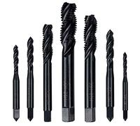 Mesee Jeu de 7 Tarauds à Filetage Hélicoïdal HSS Tarauds à Vis Cannelés Spirale Métrique Tarauds Assortiment M3 M4 M5 M6 M8 M10 M12 Outil de Taraudage de Filetage en Acier Rapide Revêtement en Nitrure