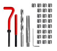 Mesee Kit de Réparation de Fil de M8 en Acier Inox, 30 pièces Outils de Réparation Filetage avec Foret Taraud Clé Inserts Filetés Ensemble d'Outils à Main Compatible pour Réparation Automatique