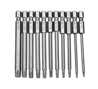 Mesee Lot de 11pcs Bits Tournevis Embouts de Tournevis Magnétique Torx Creux T6-T40 de Tige Hexagonale 1/4" à Tête Torx de Sécurité Inviolable 75mm Bit Set Tournevis Électriques Hex Tige en Acier