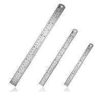 Mesee Lot de 3 Règles en Acier Inoxyable 15cm 20cm 30cm, Réglet Droite Métrique et Impérial Double Face Règle de Mesure de Précision pour Enseignement Dessin d'Ingénierie