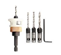 Mesee Lot de 5 forets coniques avec butée de profondeur, 1/4", foret conique hexagonal, avec butée de profondeur, alésage précis, pour le travail du bois / 2,8/3,2/3,5/4 mm